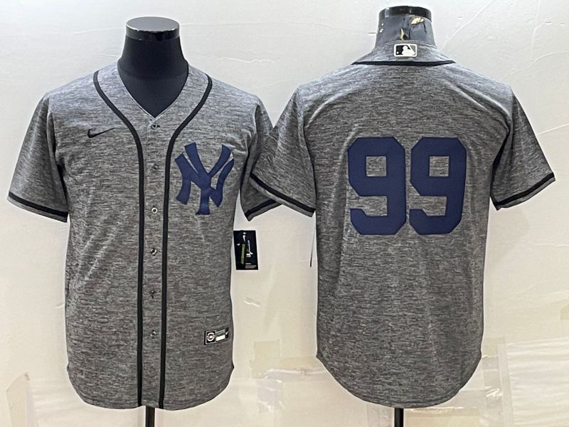 Men New York Yankees #99 No Name Grey hemp ash Nike 2022 MLB Jersey